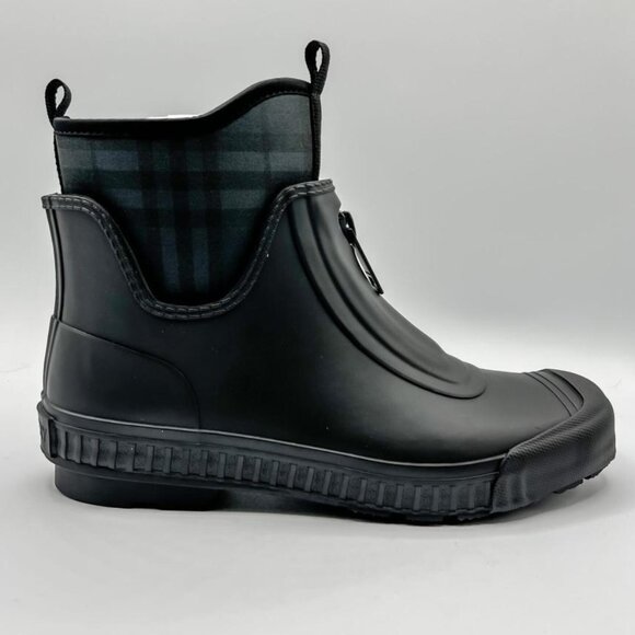 Burberry Women's Flinton Check Black/Charcoal Rain Booties - EU39/US9 - Picture 1 of 16